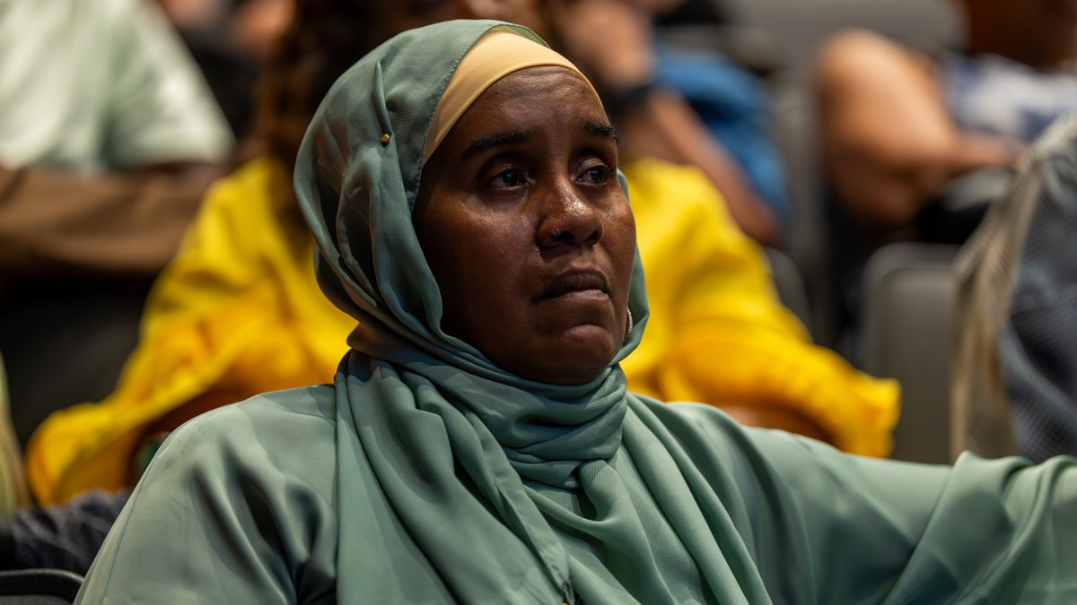 An intimate portrait of a community member at a Reels & Roots event