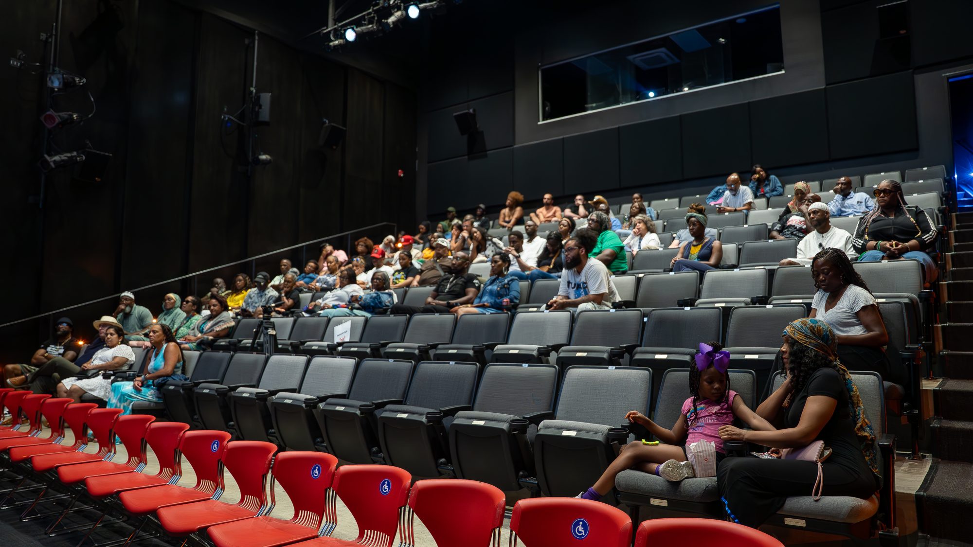 A full theater audience at a Reels & Roots screening in Indianapolis