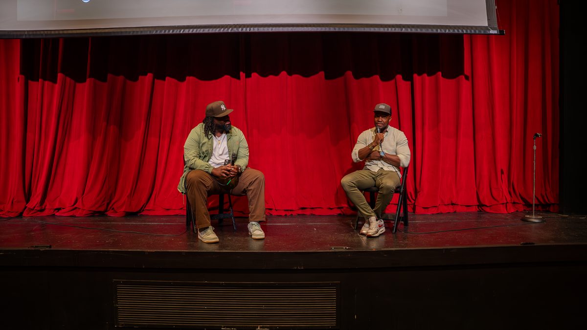 Filmmakers and community leaders speaking on a panel